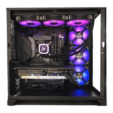 Black computer case with RGB fans.